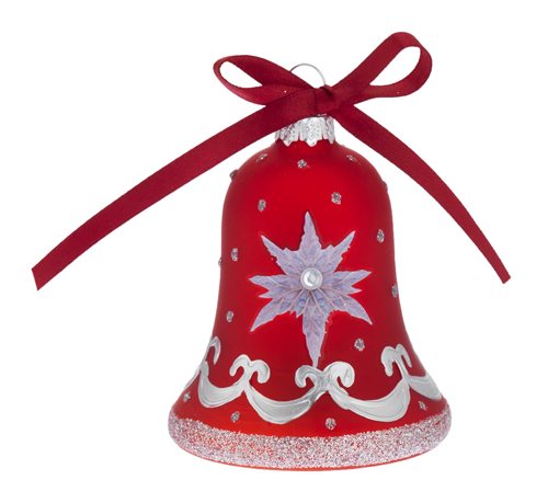 CAMPANELLA NATALIZIA DECORATA CON LED H. 8 - ROSSA